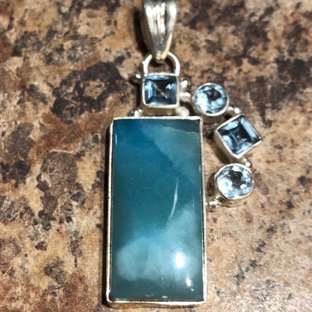 Larimar & Blue Topaz Pendant 925 Sterling Silver